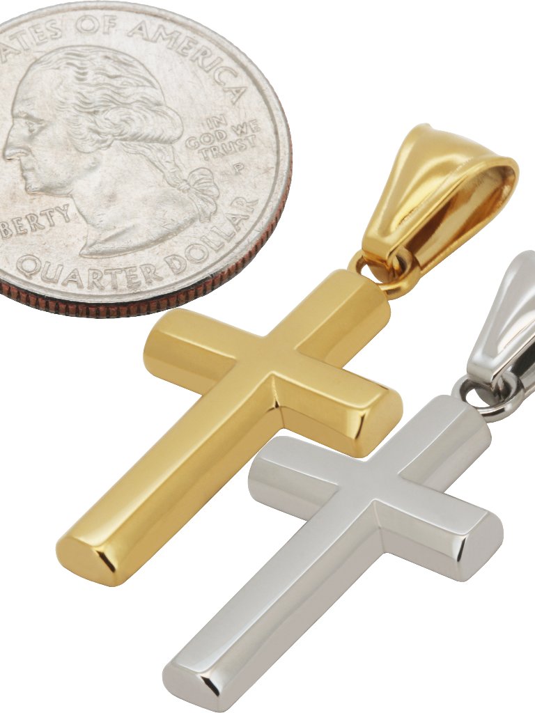 316l Stainless Steel 18k Yellow Gold Plated Cross Pendant